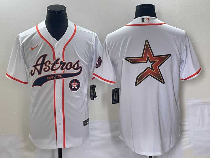 Men%27s Houston Astros White Team Big Logo Cool Base Stitched Jersey